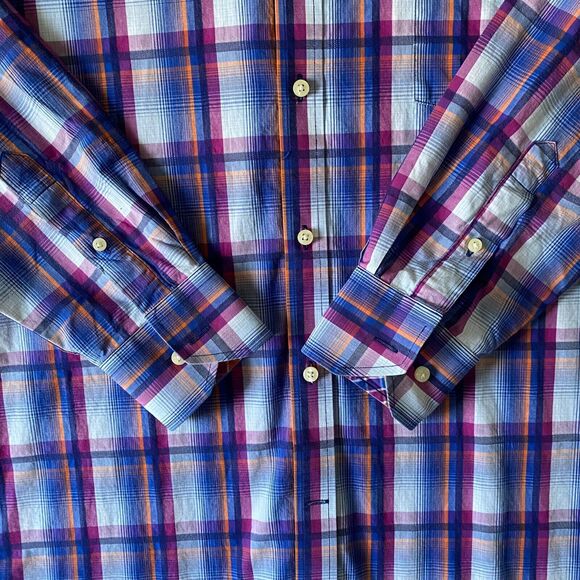 TAILORBYRD Shirt Plaid Long Sleeve Flip Cuff Button Front Shirt Size XL - Picture 4 of 11
